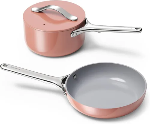 Vista 9 de Juego Mini de Utensilios de Cocina Caraway - Sartén Antiadherente de Cerámica (1.05 qt, 8") Cacerola (1.75 qt) y Estante de Almacenamiento - No