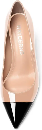 Vista 3 de WAYDERNS Zapatos de tacón alto con punta puntiaguda para mujer, de 3.5 pulgadas