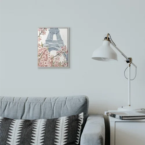 Vista 2 de París Torre Eiffel Acuarela Floral, 11 x 14 pulgadas enmarcado Giclée Print