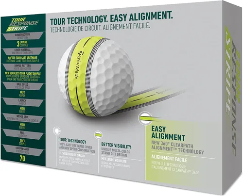 Vista 5 de TaylorMade 2022 Tour Response Stripe Docena Amarillo (yellow stripe)