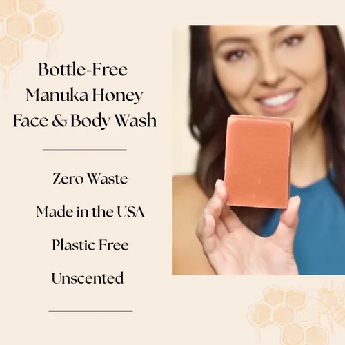 Vista 7 de Aspen Kay Naturals Barra de jabón de miel y cúrcuma de Manuka para cuerpo y cara, jabón facial de cúrcuma natural con aloe vera orgánico, manteca