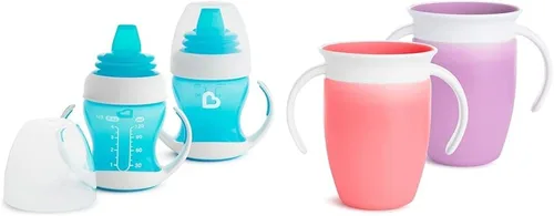Vista 16 de Munchkin® Gentle™ Transition Sippy Trainer - Tazón de 4 onzas, paquete de 2, cuencos de succión azules y Stay Put™ para bebés y niños pequeños
