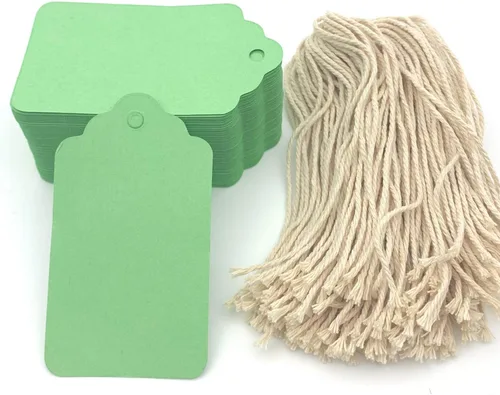 Vista 12 de Etiquetas para envolver regalo, 100 etiquetas azules en blanco con cuerda para regalos de baby shower, día del padre y regalos caseros artesanales