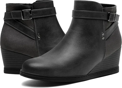 Vista 8 de Jeossy Botas de cuña 9636 para mujer Cómodas botas de cuña con cremallera lateral