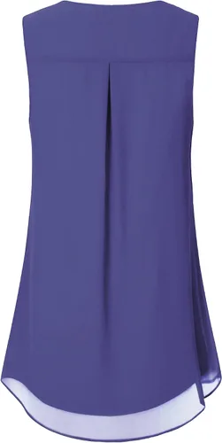 Vista 45 de Timeson - Camiseta de gasa sin mangas, blusa tipo túnica informal de doble capa para mujer