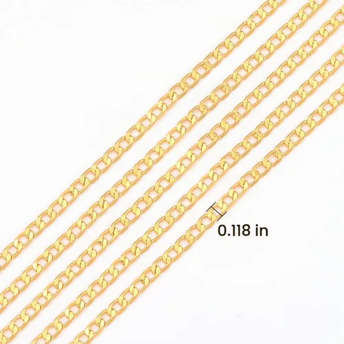 Vista 2 de BEADIA - Cadenas planas bañadas en oro de 18 quilates, 3 mm, 2 metros para la fabricación de joyas
