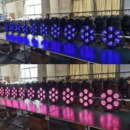 Vista 4 de JUNMAN Juego de luces LED de 7 cabezas con efecto de fondo retro para DJ, discoteca, iluminación de escenario 1 pieza Luces de escenario de luz
