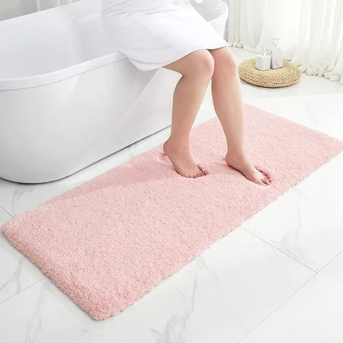 Vista 24 de Disolla - Alfombra antideslizante pequeña y esponjosa para el suelo del baño, lavable, afelpada, para ducha, absorbente, color beige, 17 x 24