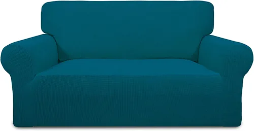 Vista 18 de PureFit Funda elástica para sofá biplaza, funda de sofá suave y antideslizante de jacquard de elastano, protector de muebles lavable con espuma
