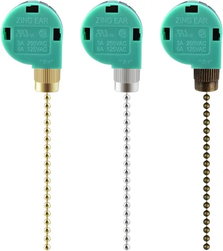 Vista 5 de Topbuti Zing Ear ZE-268S6 - Juego de 3 interruptores de ventilador de techo de 3 velocidades y 4 cables, interruptor de cadena de repuesto
