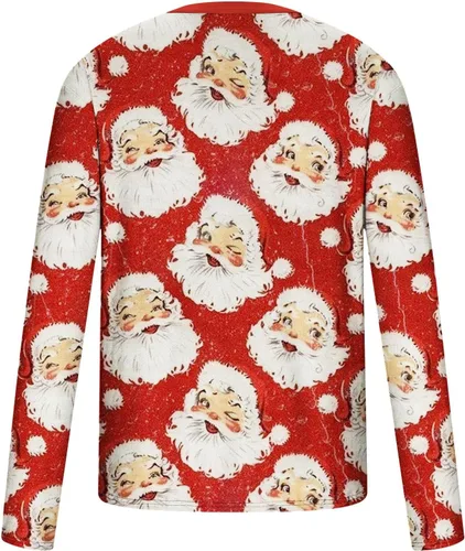 Vista 5 de Muscularfit Divertidas camisas de manga larga de Navidad para hombres 2023 divertidas camisetas gráficas con estampado de muñeco de nieve
