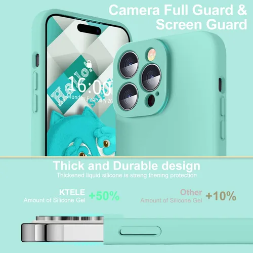 Vista 3 de Funda compatible con iPhone 14 Pro, silicona mejorada [protección de cámara] [forro de microfibra suave] Funda de goma de gel delgada cubierta