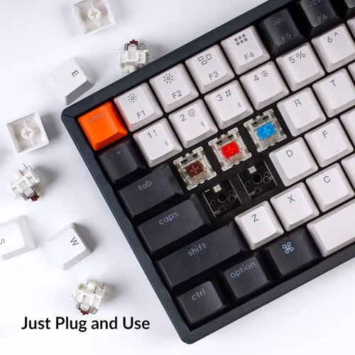 Vista 4 de Keychron K2 - Teclado mecánico con cable Bluetooth inalámbrico con cable USB y interruptor marrón Gateron G Pro teclas de doble disparo