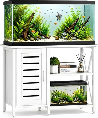 Vista 14 de Herture Soporte para tanque de peces de 20 a 29 galones, soporte de acuario con almacenamiento de accesorios de gabinete, marco de metal resistente