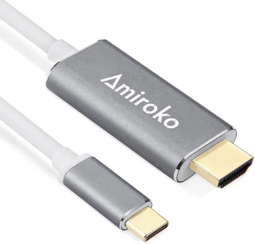 Vista 8 de Cable USB C a HDMI de 6 pies, USB 3.1 tipo C (compatible con Thunderbolt 3) a HDMI 4K cable para MacBook Pro 2016, MacBook de 12 pulgadas