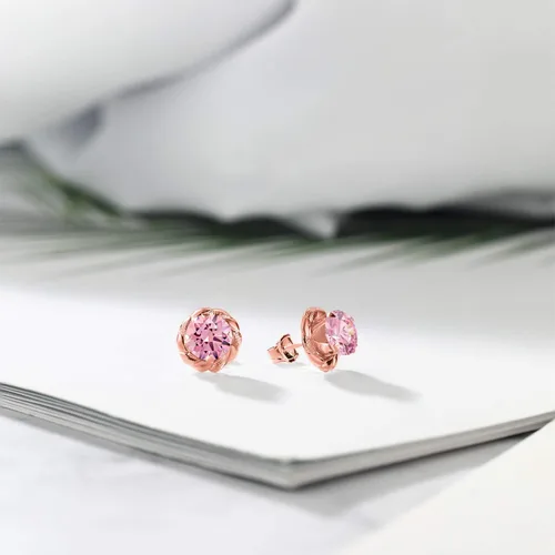Vista 53 de Gem Stone King Aretes de plata de ley 925 de 0.236 in con piedra natal redonda para mujer
