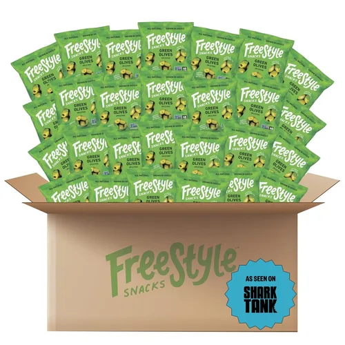 Vista 18 de Freestyle Snacks Paquetes de aperitivos de oliva, como se ve en Shark Tank, una sola porción, aceitunas frescas sin hueso, cultivadas en Grecia