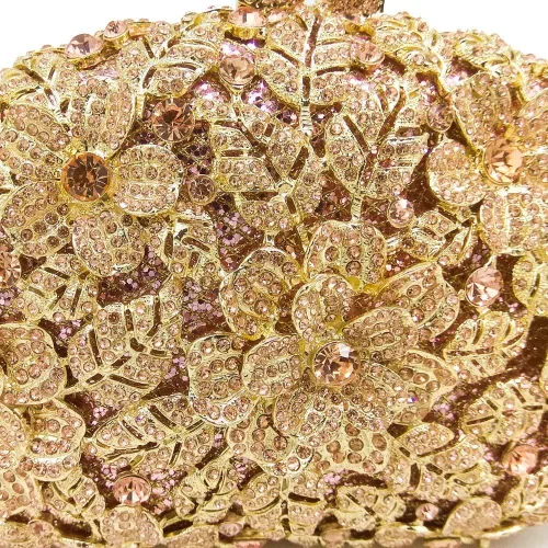 Vista 4 de Boutique De FGG Bolso de noche de flores de embrague de cristal de lujo para mujer, bolso de boda nupcial, bolso