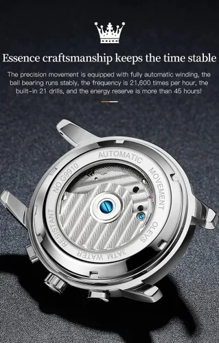 Vista 6 de OLEVS Relojes automáticos para hombre, oro de lujo, vestido de diamantes de cuerda automática, esqueleto mecánico, Tourbillon, reloj de pulsera