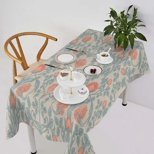 Vista 46 de Mantel Floral Retro de Pájaros, Diseño Original Bohemio William Morris Estampado Cubierta de Mesa para Hogar Picnic Fiesta Comedor Cocina William