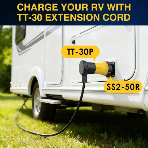 Vista 5 de Adaptador de camping RV de 30A a 50A con conector de bloqueo giratorio