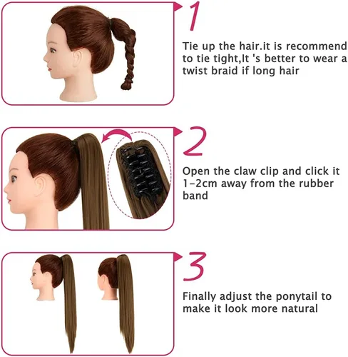 Vista 4 de Fut - Extensiones de pelo largo y lacio con broche, cola de caballo para mujer (21 pulgadas)