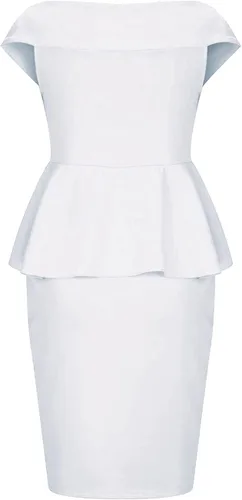 Vista 6 de SEBOWEL Women Vintage Ruffle Peplum Bodycon Midi Dresses Pencil Office Work Dress Sexy Wrap V Neck Club Evening Party Dress