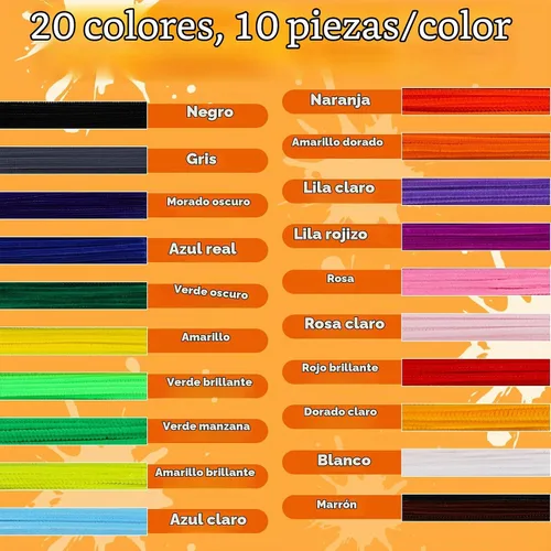 Vista 3 de 200 Pcs Pipe Cleaners, 20 Colors Pipe Cleaner Craft Chenille Stems