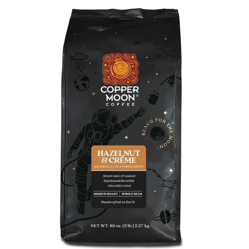 Vista 10 de Copper Moon Café de grano entero de tostado medio, vainilla francesa, 5 libras Bolsa de 5 libras, café saborizado, vegano, sin alérgenos, sin OMG