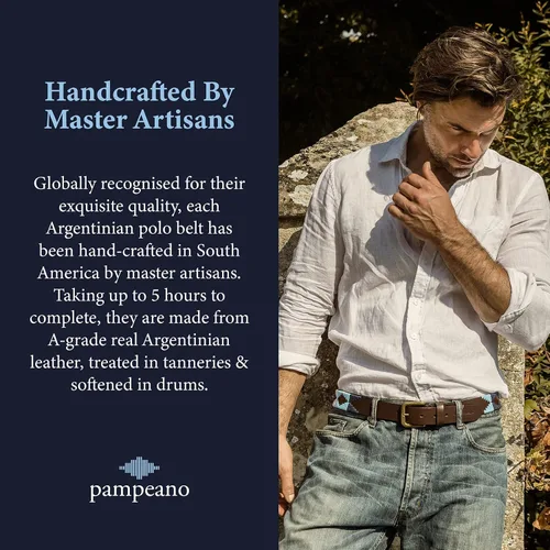 Vista 4 de Pampeano Cinturón de polo Hecho a mano por maestros artesanos Cinturones gaucho argentinos en caja de regalo Cuero argentino cosido a mano
