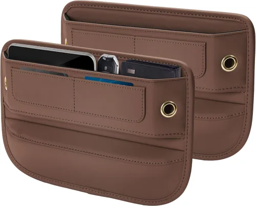Vista 10 de Owntow Organizador de Espacio para Asiento de Coche Universal de Piel Premium, Organizador de Consola Central con Ranuras para Tarjetas para Coche