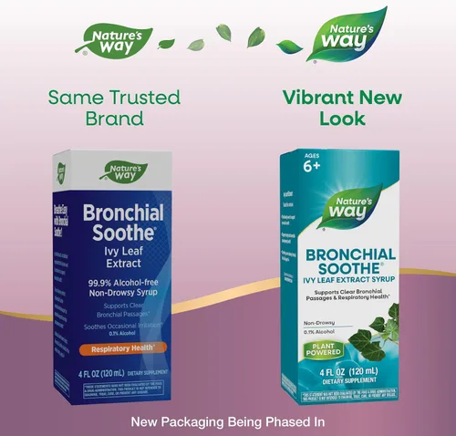 Vista 2 de Jarabe de Extracto de Hoja de Hiedra para Aliviar los Bronquios de Nature's Way, Apoya la Salud Respiratoria*, Apoya el Despeje de las Vías