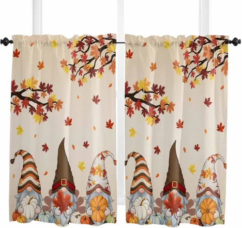 Vista 30 de Cenefas de Navidad de invierno para ventanas, cortinas de cocina con bolsillo para barra, cortinas con aislamiento térmico para ventana de baño