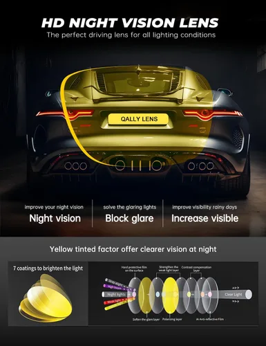 Vista 5 de Gafas de visión nocturna para hombre y mujer ajuste envolvente sobre gafas de visión nocturna para conducir