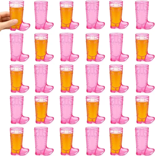 Vista 12 de SAIAOKJ Vasos de Chupito en Forma de Bota de Vaquero, 12 Piezas de 1 Onza Vasos de Chupito Mini de Plástico en Forma de Bota, Vasos de Plástico