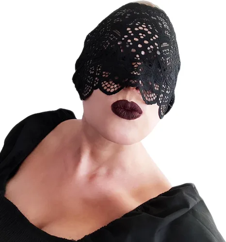Vista 3 de Máscaras de encaje negro de cara completa para mujeres Colección de máscaras de encaje hechas a mano
