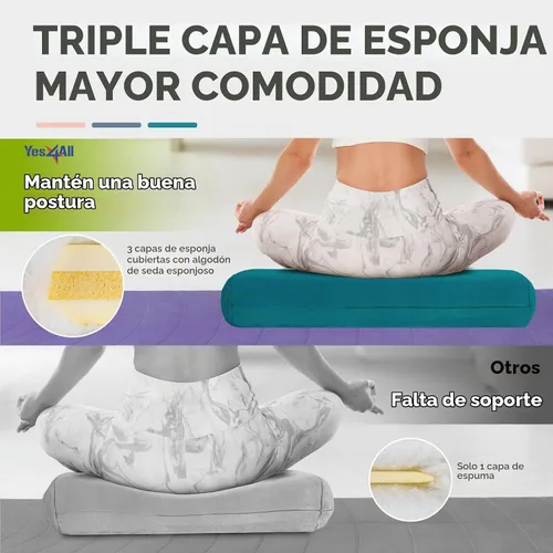 Vista 3 de Yes4All Triple-Layer Sponge Yoga Bolster Pillow for Restorative Yoga & Meditation - Versatile Yoga Support Pillow, Balance & Poses Modification