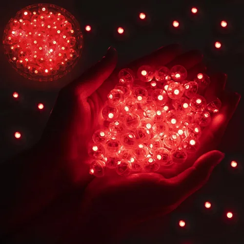 Vista 17 de 50 luces de globo, mini luces LED, redondas, largas esperas, lámpara de bola para linterna de papel, fiesta de cumpleaños, Navidad, Halloween, Azul