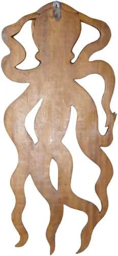 Vista 2 de WorldBazzar Escultura de madera tallada a mano extra grande de 31 pulgadas, decoración náutica tropical costera