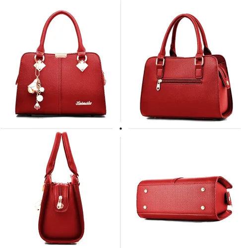 Vista 5 de FANDARE Elegante bolso de mujer Bolsos de hombro Mochilas Bolsa de viaje Bolso de mensajero Bolso de mensajero Bolsa impermeable de cuero PU, Vino