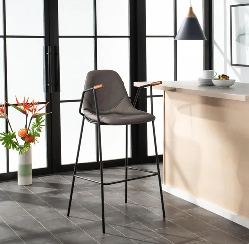 Vista 8 de Safavieh Home Collection Tanner Taburete de bar gris ceniza Mid-Century