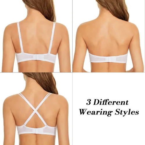 Vista 3 de Wingslove Sujetador sin tirantes para mujer, brasier sin tirantes con aros multidireccionales, brasier sin tirantes, alfombra roja de figura completa