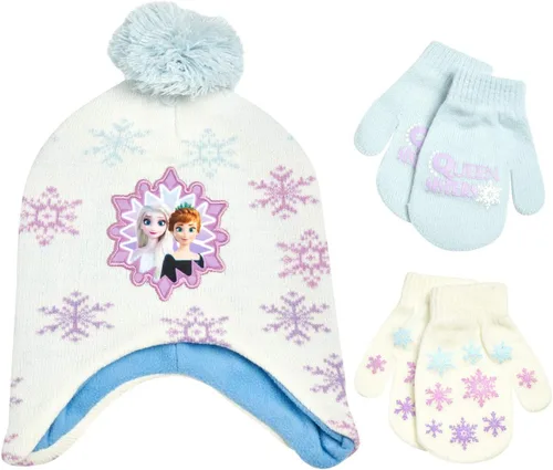 Vista 7 de Disney - Gorro de invierno para niñas y 2 pares de guantes o manoplas (edad 2-7)