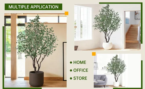 Vista 6 de Árbol de eucalipto artificial de 7 pies con 1470 hojas y maceta