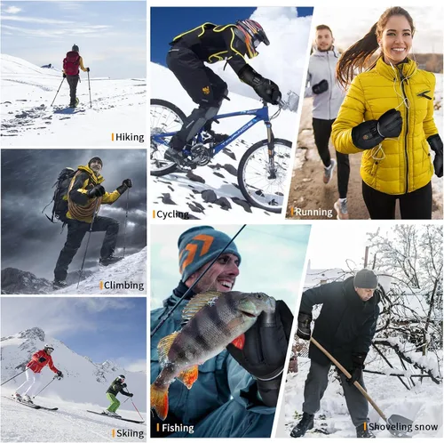Vista 7 de Orznez Guantes calefactables, guantes de invierno para hombres y mujeres con 2 baterías de 2600 mAh, guantes térmicos impermeables para clima frío