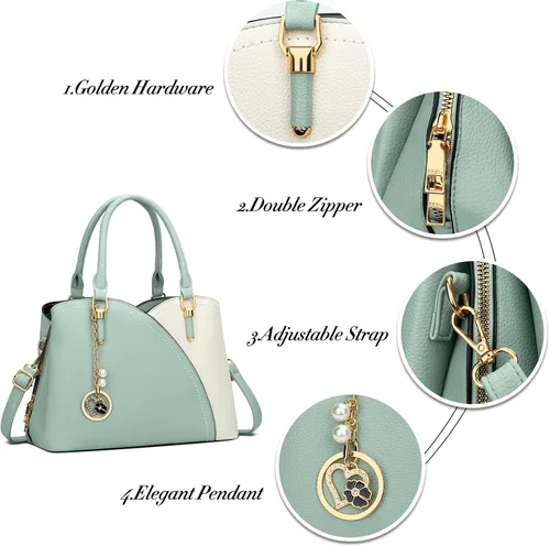 Vista 35 de KKXIU Monederos y bolsos de mano con triple compartimento para mujer, bolso de mano con asa superior