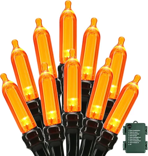 Vista 9 de BrizLabs Luces de Navidad multicolor, paquete de 2 tiras de 50 luces LED de Navidad de 17.94 pies, luz de árbol de Navidad con batería