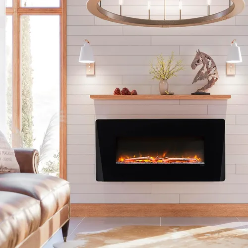 Vista 9 de Dimplex Winslow Chimenea eléctrica montada en la pared, 35 pulgadas, negro, 1400 W, moderna chimenea eléctrica de pared con calentador, múltiples