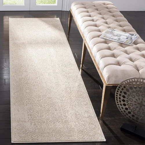 Vista 8 de SAFAVIEH Noble Collection - Alfombra de pasillo de 2 pies 2 pulgadas x 6 pies, azul y marfil, diseño de viscosa envejecida, ideal para zonas de alto