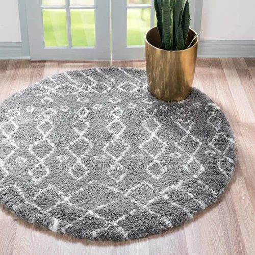 Vista 19 de Unique Loom Rabat Shag Collection - Alfombra geométrica (2 pies x 4 pies 1 pulgada, marfil puro/gris)